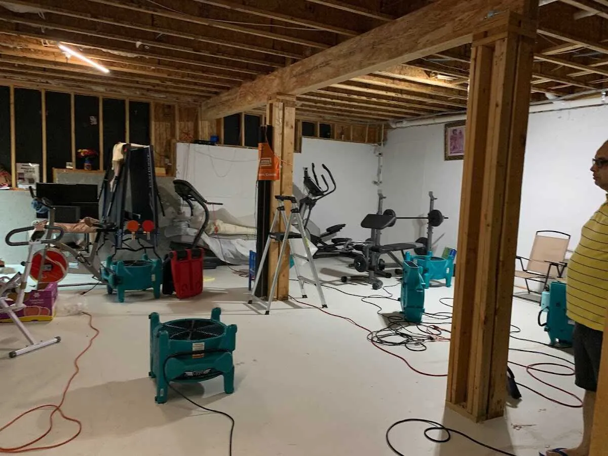 Basement drying equipment setup for Structural Drying in Kalkaska